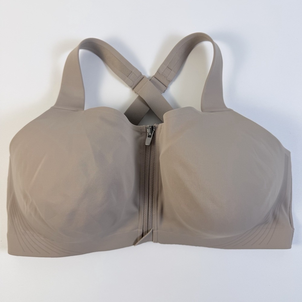 Victoria's Secret VSX Knockout Front-Close High Impact Sports Bra Taupe 36DD NWT